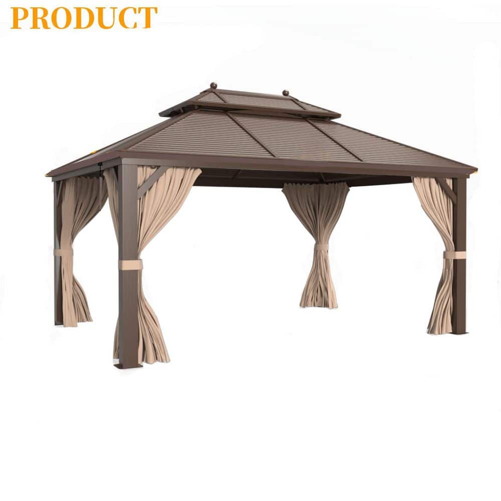 10 ft. x 13 ft. Hardtop Gazebo, Galvanized Steel Metal Double Roof Aluminum