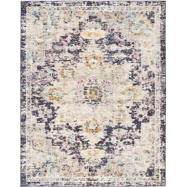 Unbranded Multi-Colored Polypropylene 6 ft. x 9 ft. Oriental Indoor Area Rug