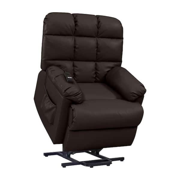 ProLounger Coffee Brown Renu Leather Composite Fabric Standard (No Motion) Recliner with Power Lift