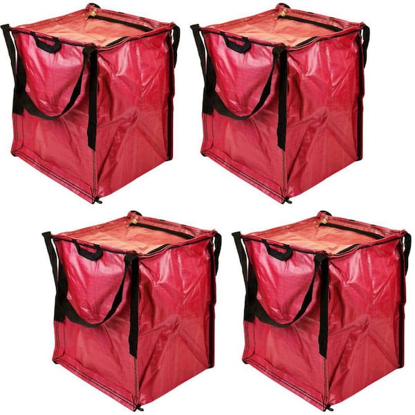 22 Gal. Heavy Duty Zipper Top Tote Storage Bag, Red 4-pack