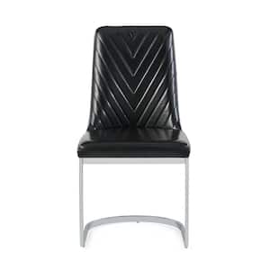 Charlie Black Polyurethane Cushioned Parsons Chair Set of 2