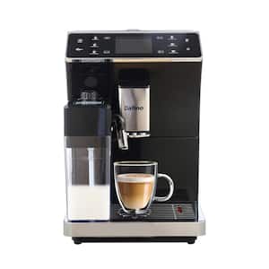5-Cup Stainless Steel Fully-Automatic Espresso Machine with Built-In Grinder Milk Tank Black