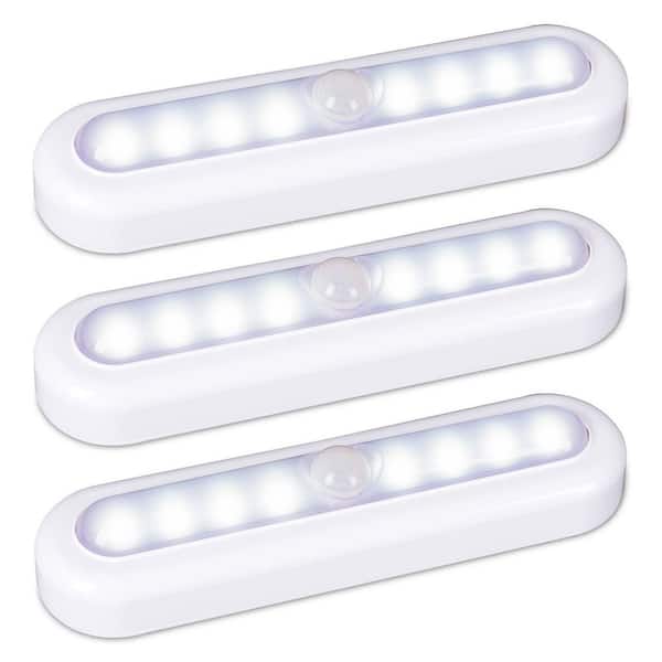 Cool White LED Motion Sensor Stick-on Light Lamp for Closet, Stairs, Under Cabinet, 3-Pack
