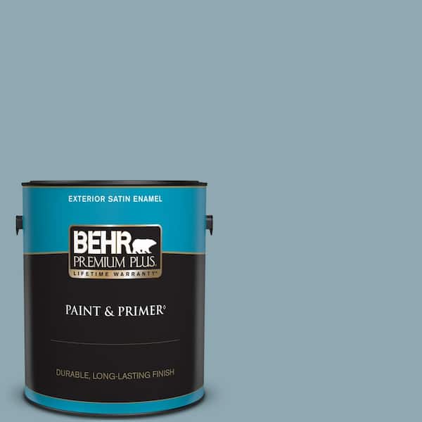 BEHR PREMIUM PLUS 1 gal. #530F-4 Newport Blue Satin Enamel Exterior Paint & Primer