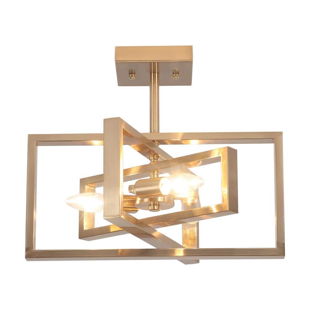 15.8 in. 3-Light Brass Farmhouse Rectangle Semi Flush Mount Ceiling Light Bulb Not Included price history on PriceWatchPro