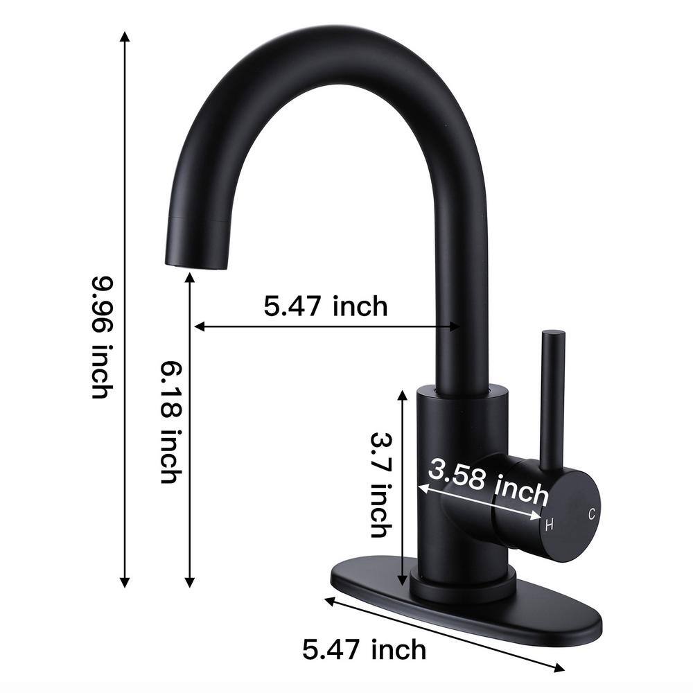 Matte Black Single-Handle Bathroom Faucet with Swivel Spout