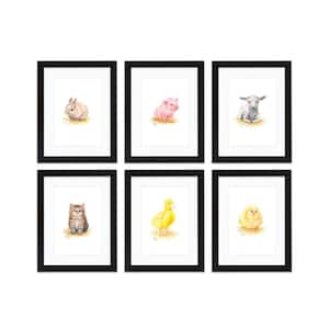 "Barnyard Littles" by Alyssa Lewis Set of Six Black Framed with Mat Animal Art Prints 14 in. x 11 in.
