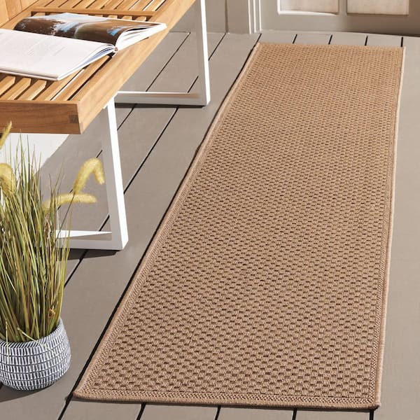 Atrium Sisal Beige 2 ft. x 8 ft. Solid Geometric Indoor/Outdoor Runner Rug