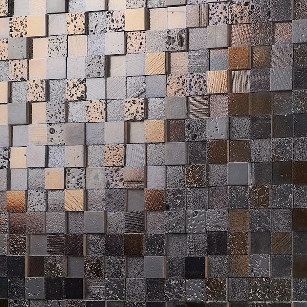 Ivy Hill Tile Deco Lava Blocks Iron 12.51 in. x 12.51 in. Metallic