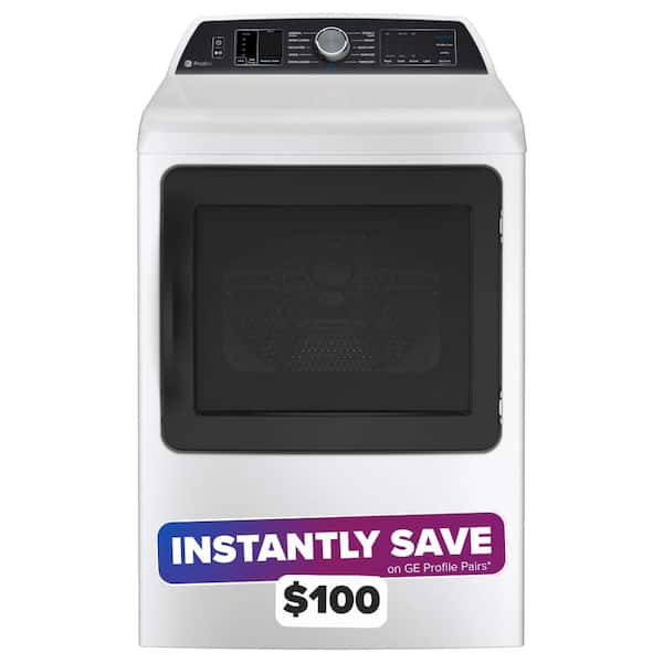 Profile 7.4 cu. ft. Smart Electric Dryer in White with Steam, Sanitize Cycle, and Sensor Dry, ENERGY STAR