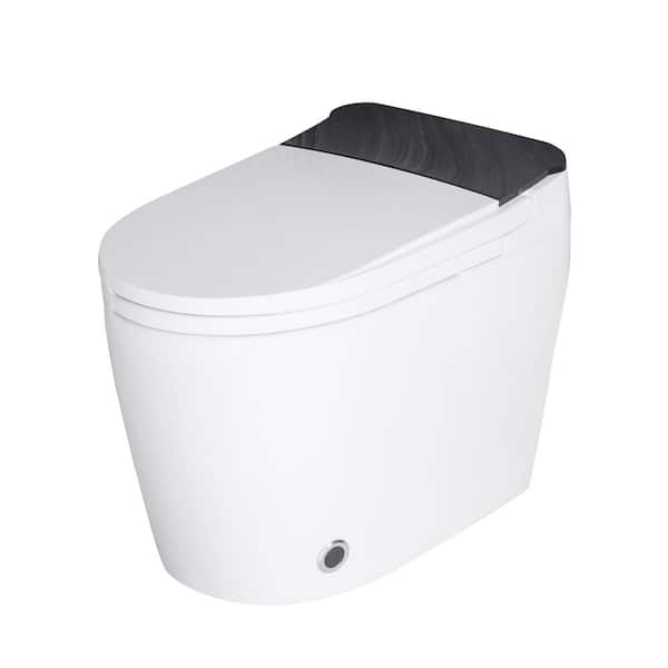 12 in. 1-piece 1.28/1.6 GPF Dual Flush Elongated Smart Toilet in White Bidet Built-in, Feet Sensor, Auto Open/Close Seat