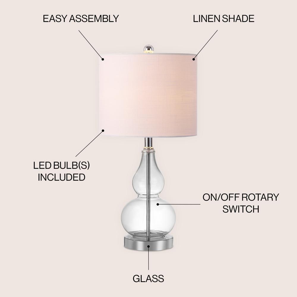 Anya 20.5" Clear Glass Mini LED Table Lamp with White Linen Shade