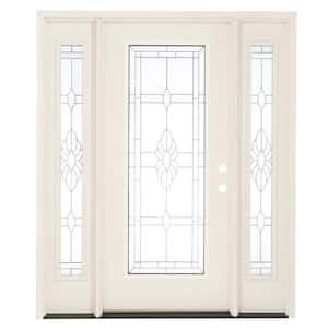 67.5 in. x 81.625 in. Sapphire Patina Full Lite Unfinished Smooth Left-Hand Fiberglass Prehung Front Door with Sidelites