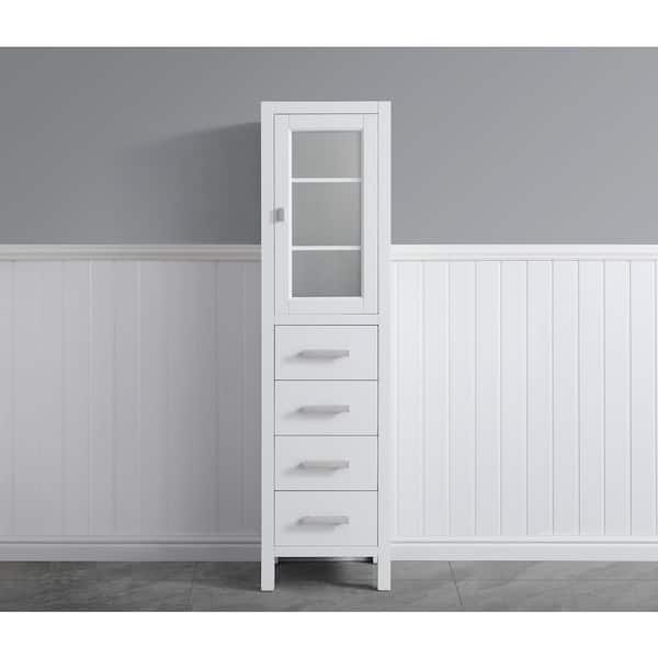18 in. W x 66 in. H x 18 in. D Bathroom Linen Storage Cabinet in White
