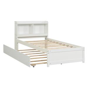 Harper & Bright Designs White Twin Size 1-Piece Wood Frame Top Platform ...