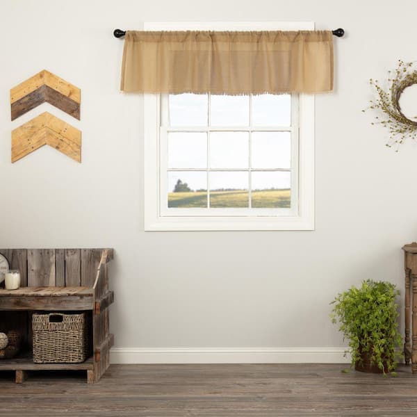 Tobacco Cloth Fringed 60 in. L x 16 in. W Cotton Valance in Khaki