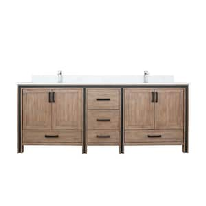 Ziva 84 in W x 22 in D Rustic Barnwood Double Bath Vanity, Cultured Marble Top and Faucet Set