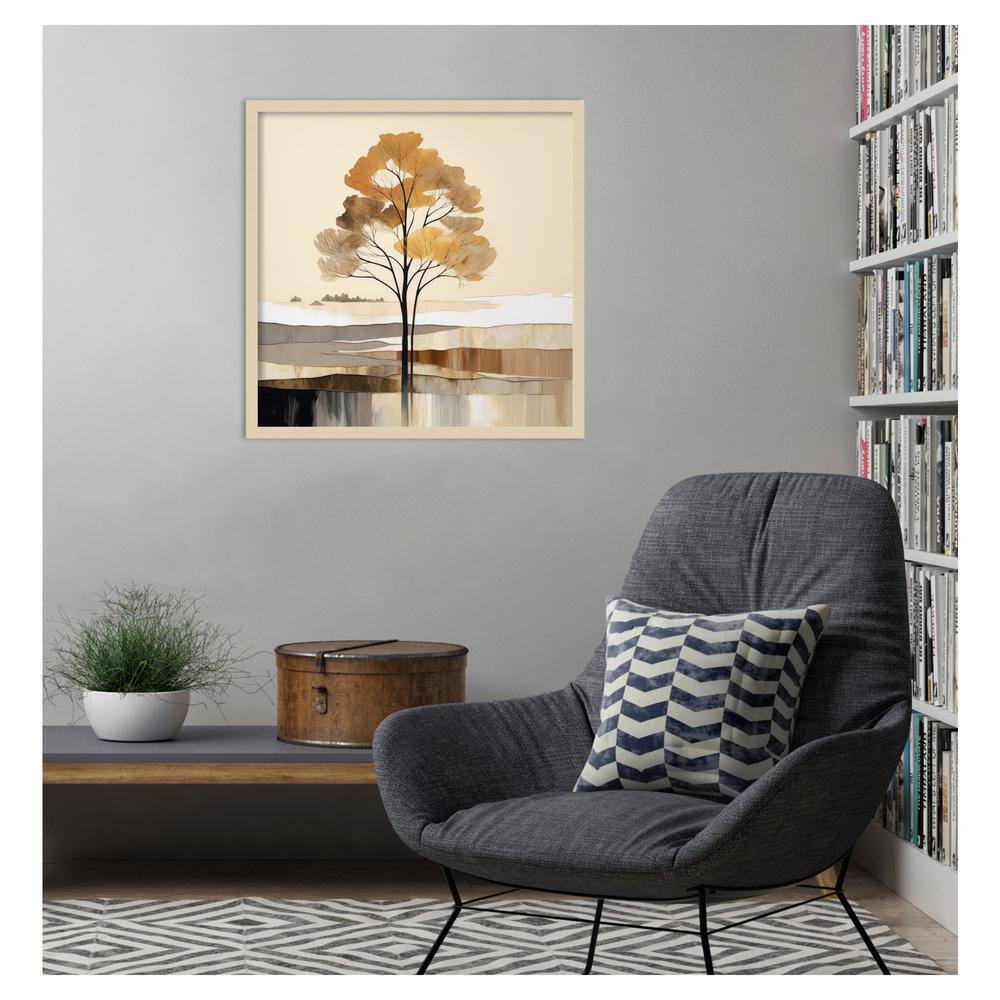Svelte Natural Framed Abstract Tree Graphic Art Print