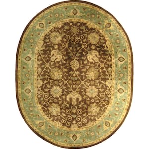Antiquity Brown/Green 8 ft. x 10 ft. Oval Speckled Border Area Rug