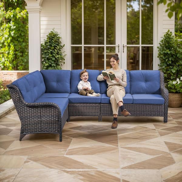 moosprr Arcline 2-Piece Brown Wicker Outdoor Sectional Set with - Main Image