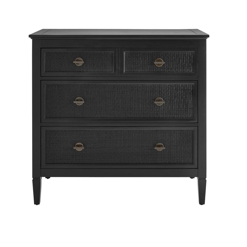 Home Decorators Collection Marsden Black 3-Drawer Cane Chest of Drawers (38 in W. X 36 in H.)