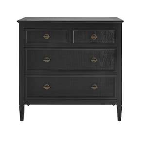 Marsden Black 3-Drawer Cane Chest of Drawers (38 in W. X 36 in H.)