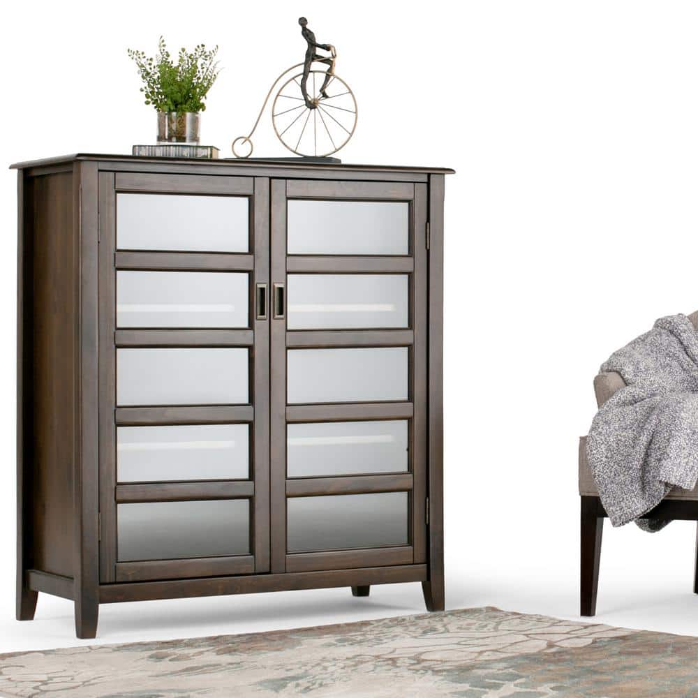 Burlington Medium Mahogany Brown Storage Cabinet with Tempered Glass Doors
