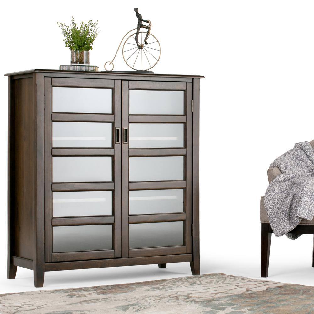 Burlington Medium Mahogany Brown Storage Cabinet with Tempered Glass Doors