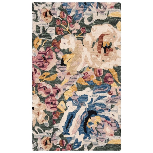 Blossom 4 ft. x 6 ft. Green/Ivory Oversized Floral Abstract Area Rug