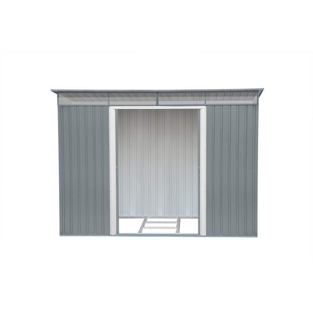 Gray 6' x 8' Metal Storage Shed with Sliding Door
