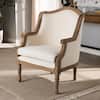 Baxton Studio Charlemagne 28 in. Beige/Brown Upholstered Fabric Arm Chair 28862-5486-HD