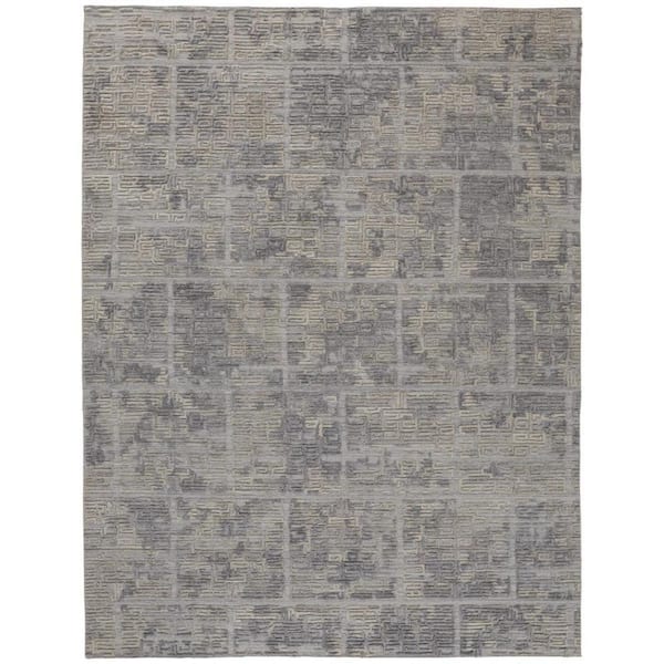 2 ft. x 8 ft. Gray, Ivory Abstract Area Rug