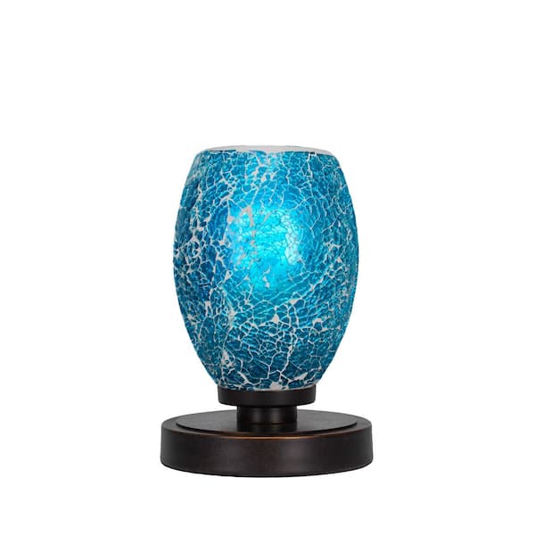 Unbranded Quincy 8 in. Dark Granite Accent Lamp with 5 in. Turquoise Fusion Glass Shade, No Bulb Included