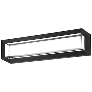 Averton 22 in. 1-Light Black LED Vanity Light with Aquarium Glass Shade