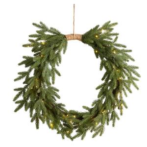 24 in. Prelit Holiday Pine Artificial Christmas Wreath Cascading