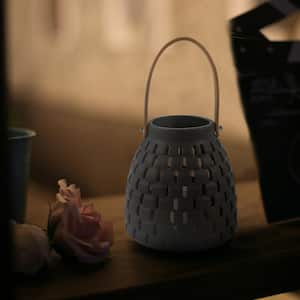 6 in. Battery Operated LED Honeycomb Ceramic Lantern