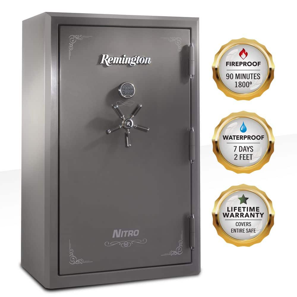 Nitro 46-Gun Fireproof and Waterproof Gun Safe with Electronic Lock, Seltzer Gray Gloss -  Remington, SAR6546N