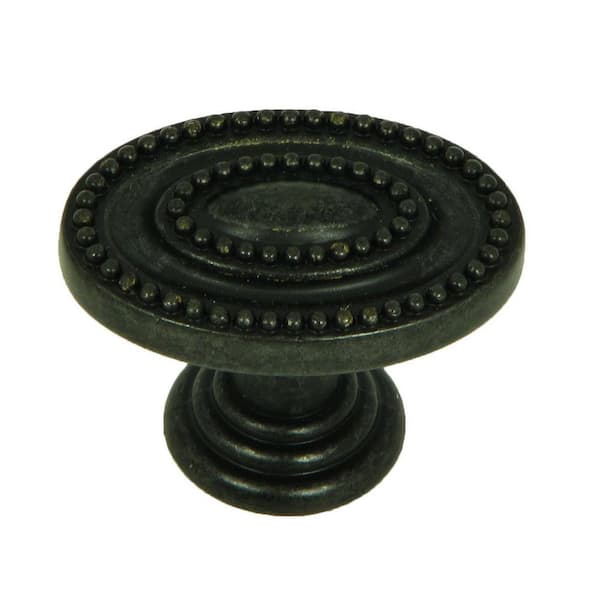 Ashton 1-1/2 in. Antique Black Oval Cabinet Knob