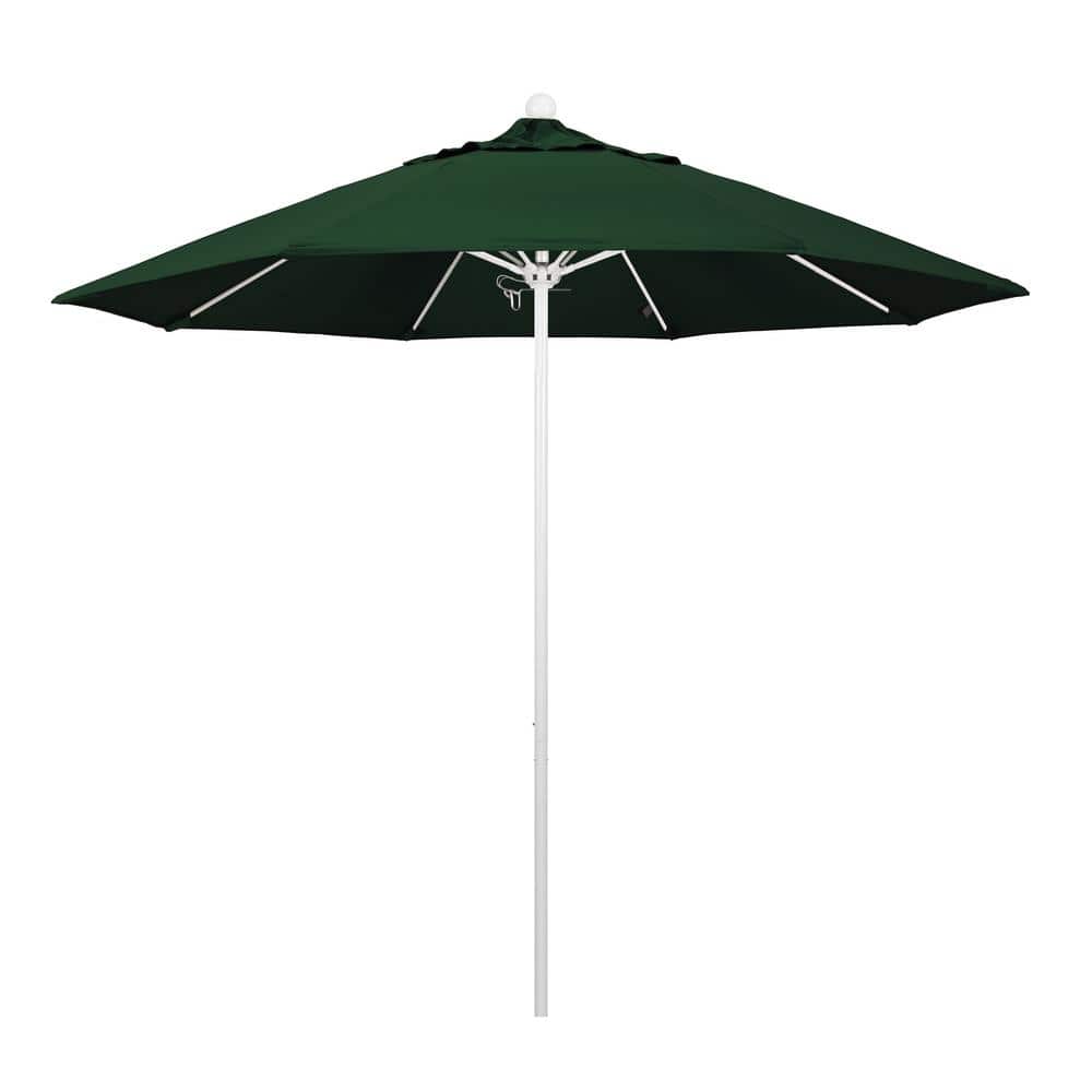 9 ft. Fiberglass Market Pulley Open Matted White Patio Umbrella in Hunter Green Pacifica price history on PriceWatchPro