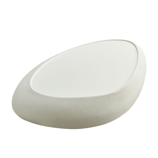 47.24 in. White Oval Fiberglass Coffee Table Irregular Center Table with Raised Edge