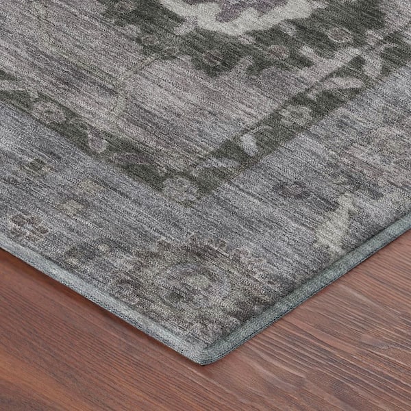 Mayfield Premium Machine Washable Abstract AMF2230 Pewter 3 ft. x 4 ft. Area Rug