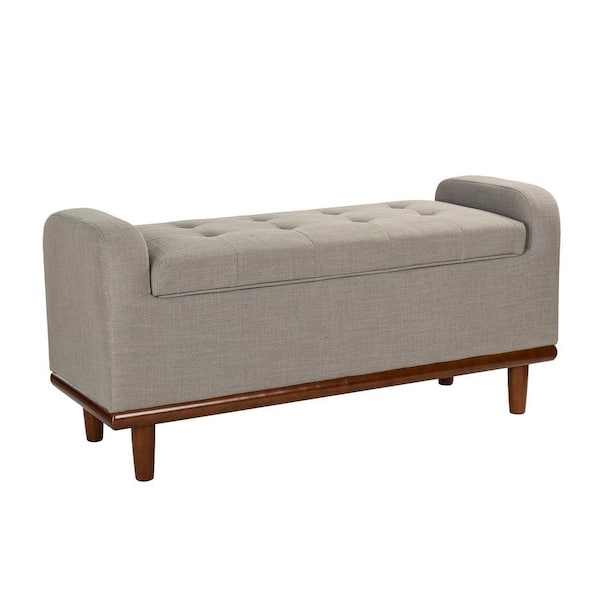 JAYDEN CREATION Christoph Grey Upholstered Flip Top Storage Bench with Storage Space 46.2 in. W x 16.5 in. D x 21.7 in. H