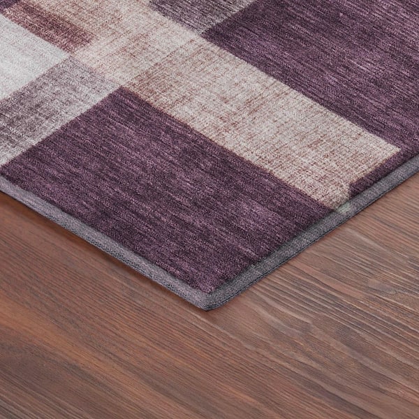Mayfield Premium Machine Washable Abstract AMF2365 Eggplant 8 ft. x 10 ft. Area Rug