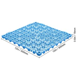 Interlocking Drainage Mat Floor Tiles 12 x 12 x 0.6 in. PVC Interlocking Gym Flooring Tiles Mat (Blue 55 Pcs,55 sq ft)