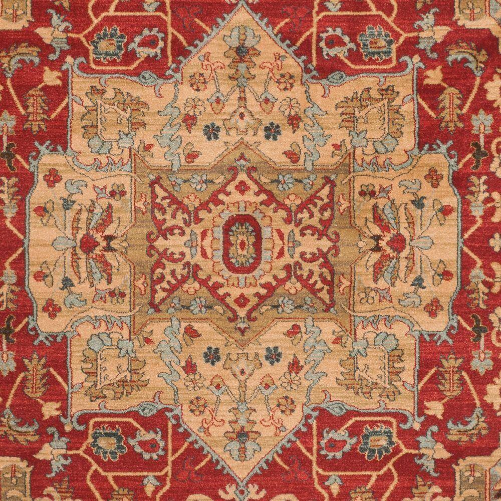 Natural/Navy Rectangular Synthetic Stain-Resistant Area Rug 79"