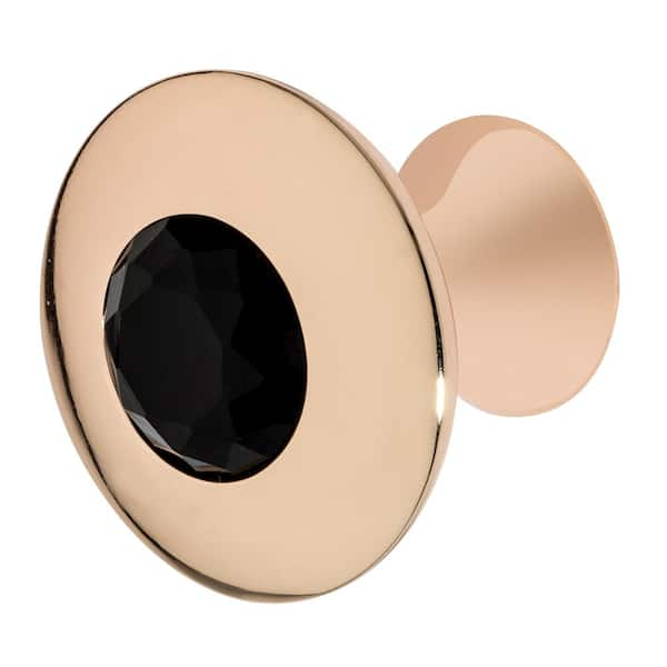 Wisdom Stone Felicia 1-1/4 in. Rose Gold with Black Crystal Cabinet Knob