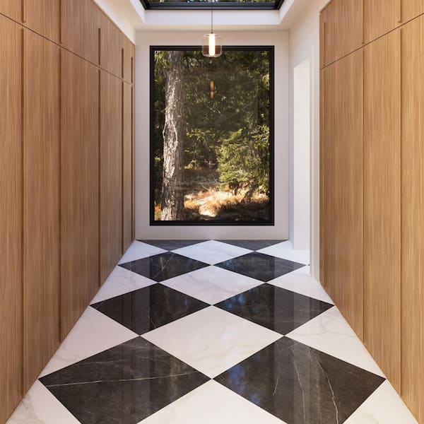 Magnifica The Thirties Square 30 in. x 30 in. Glossy Pietra Grey Porcelain Tile (18.16 sq. ft. /Carton)