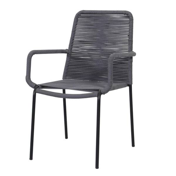 MADE 4 HOME Palaio 2-Piece Stackable Gray Wicker Outdoor Dining Chair