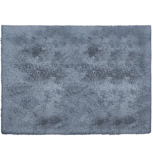 Super Soft Grey 4 ft. x 5 ft. Solid Polyester Modern Abstract Area Rug