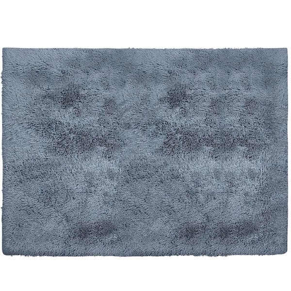 Super Soft Grey 5 ft. x 7 ft. Solid Polyester Modern Abstract Area Rug